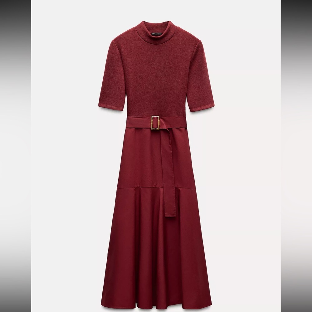 Zara Burgundy Midi Dress (New with Tags)